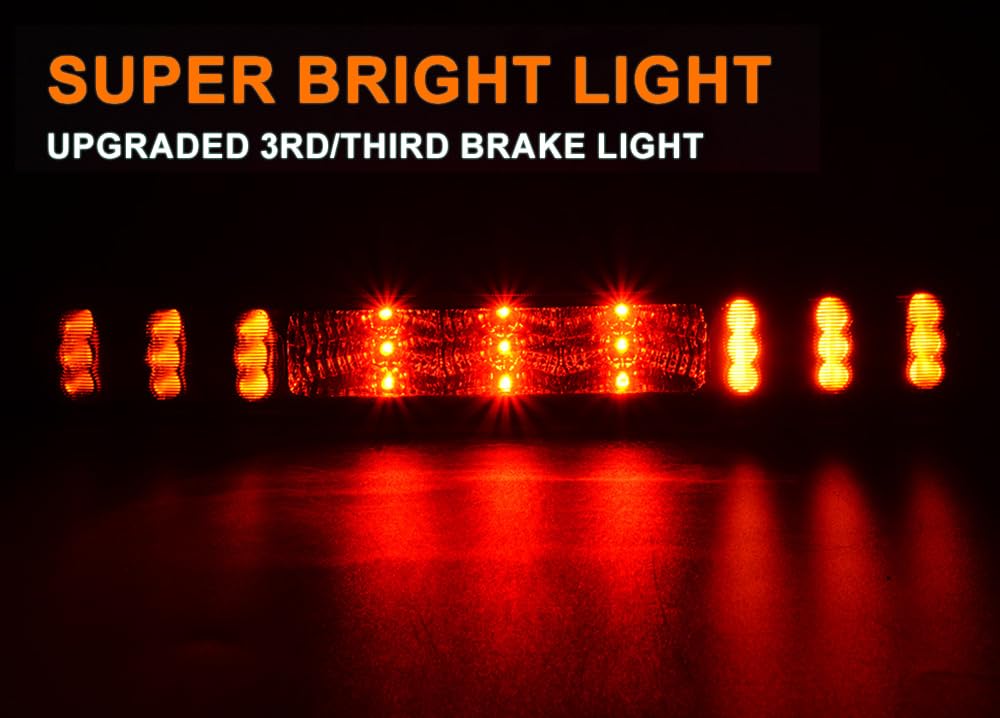 G-PLUS LED Third Brake Light Compatible With 1999-2006 Chevy Silverado/GMC Sierra 1500 2500 3500,3RD Cargo LED Tail Stop Lamps Red lens Black Housing