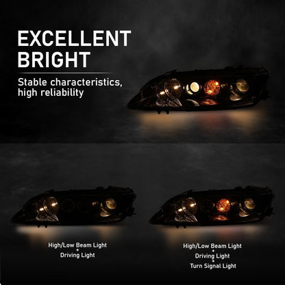 G-PLUS Headlight Headlamp Left Side Compatible with 2006-2007 Mazda 6 Mazdaspeed,Fit 2006-2008 Mazda 6 (submodel: i, S,GS, GT)
