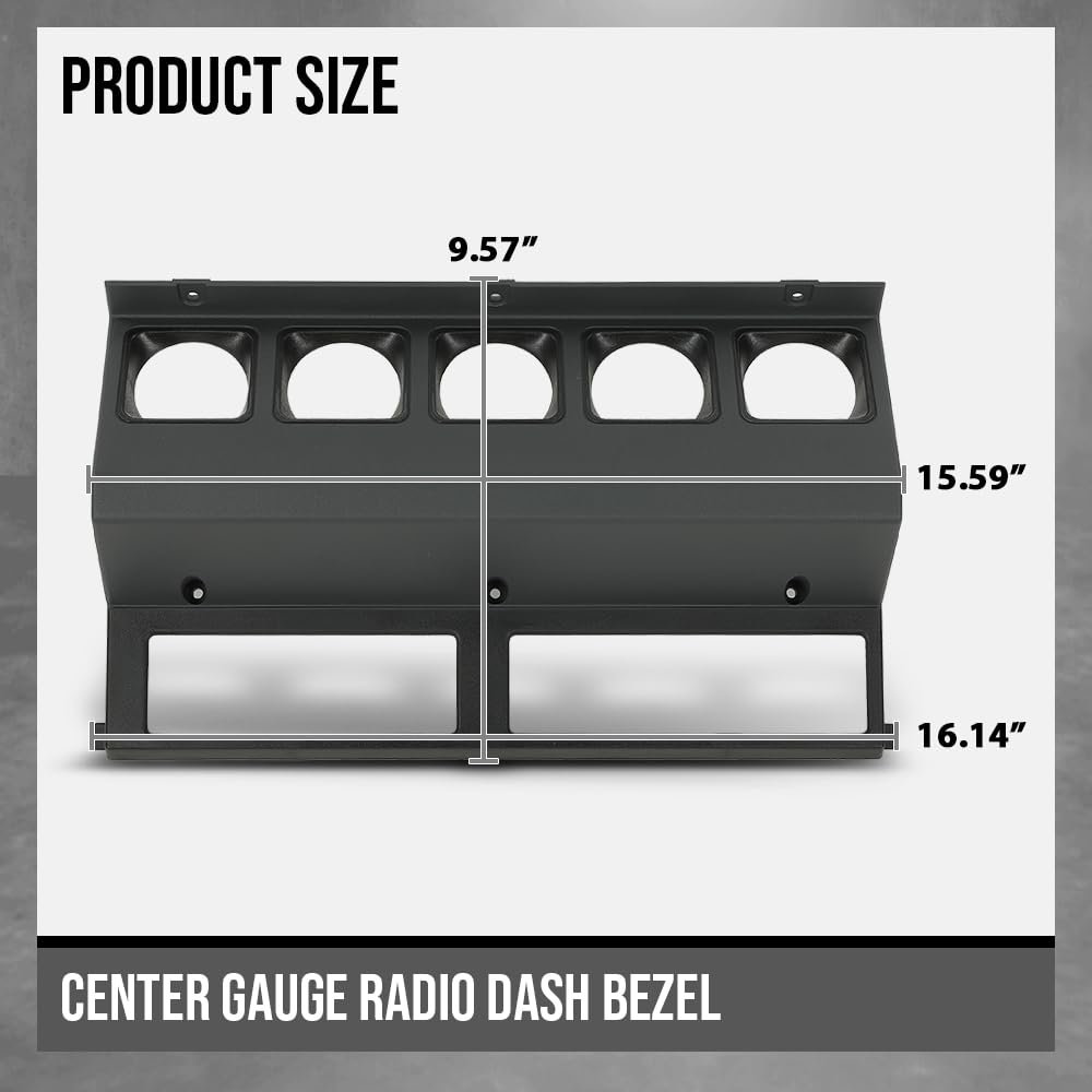 G-PLUS Center Gauge Radio Dash Bezel Trim Compatible with Jeep Wrangler YJ 1987-1995 Gray