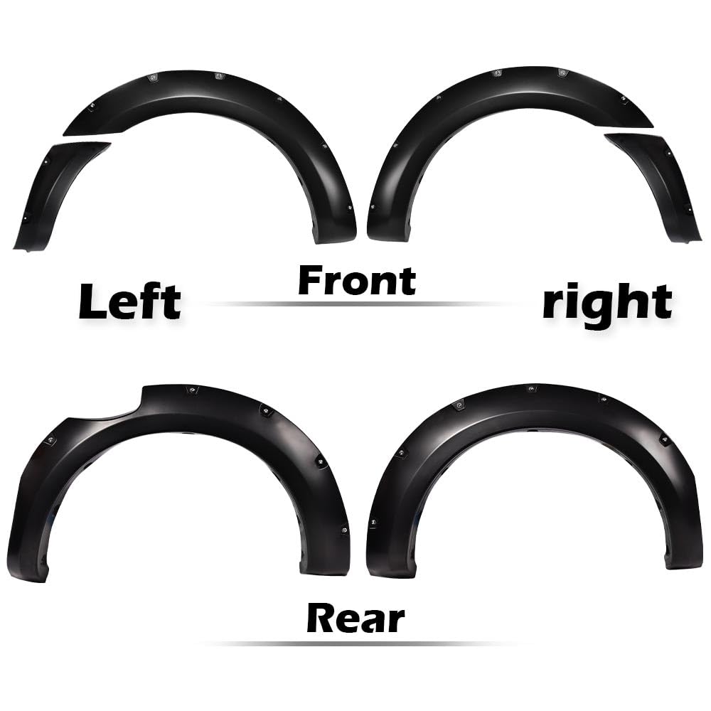G-PLUS 6PCS Fender Flares Compatible with Ford Ranger T6 XL XLT 2011-2018 (2015-UP Model Must Remove The Factory Mudflaps) Wheel Opening Molding Arch Trim, Smooth Riveted Style