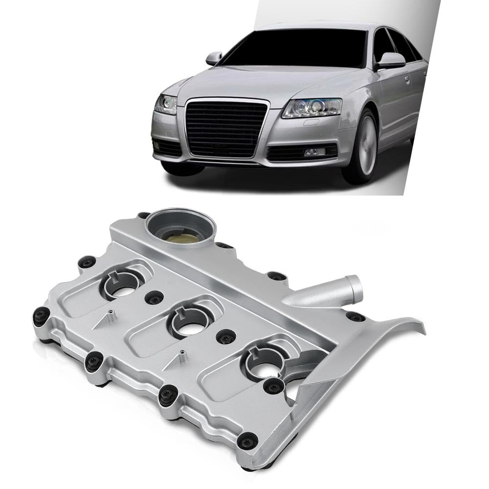G-PLUS Left Engine Valve Cover w/Gasket Compatible with Audi A4 2005-2008/ Fit Audi A6 2005-2011 06E103471G, V104953, 0360037 Silver