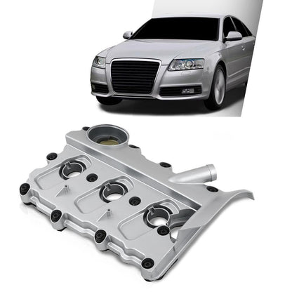 G-PLUS Left Engine Valve Cover w/Gasket Compatible with Audi A4 2005-2008/ Fit Audi A6 2005-2011 06E103471G, V104953, 0360037 Silver