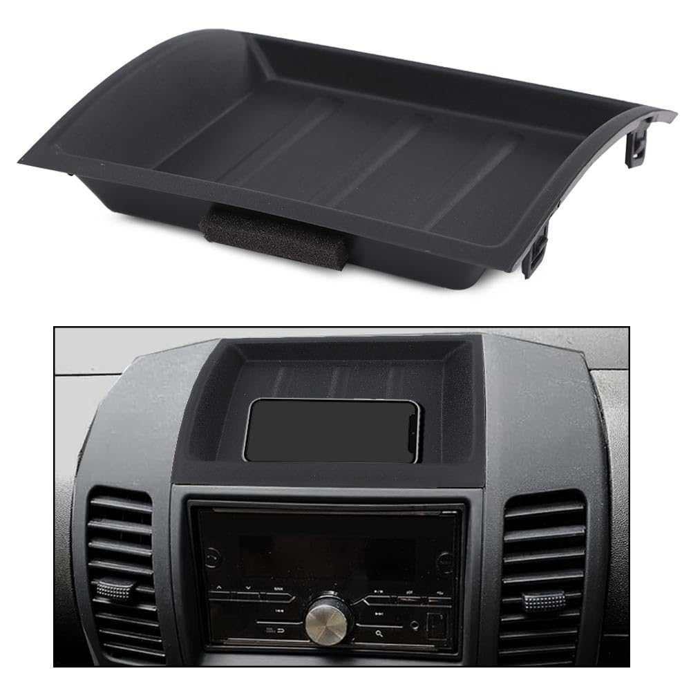 G-PLUS Upper Dash Bezel Storage Box Compatible with Nissan Xterra 2005-2013/Pathfinder 2005-2012/Frontier 2005-2017（w/o Silver Trim and 6-Cd Changer and Premium Audio）68252ZS40C Black