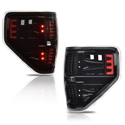 G-PLUS LED Tail Lights Compatible with Ford F150 2009 2010 2011 2012 2013 2014 Rear Tail light Assembly,Left Driver & Right Passenger,Clear Lens Black Housing Brake Lamps