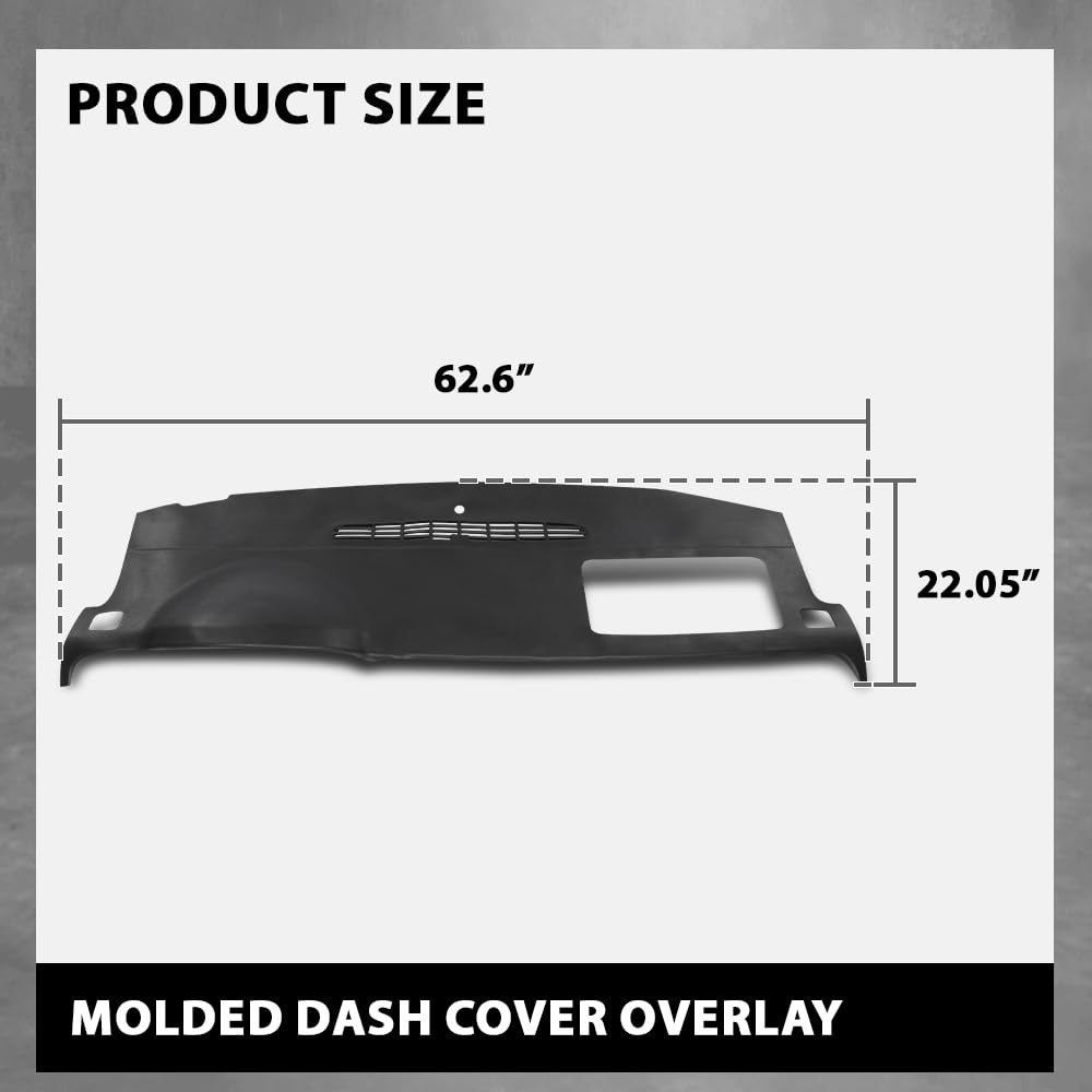 G-PLUS TPE Molded Dash Cover Cap Overlay Compatible with chevy Tahoe Avalanche Suburban Yukon 2007-2014/ Silverado LTZ GMC Sierra SLT 2007-2013 (Black)