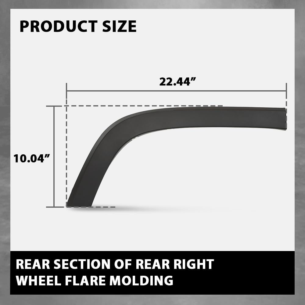 G-PLUS Rear Right Fender Flare Wheel Molding Trim, Compatible with Jeep Cherokee 2019-2022, Not Fit For Trailhawk Models 68316002AD, 68316006AB