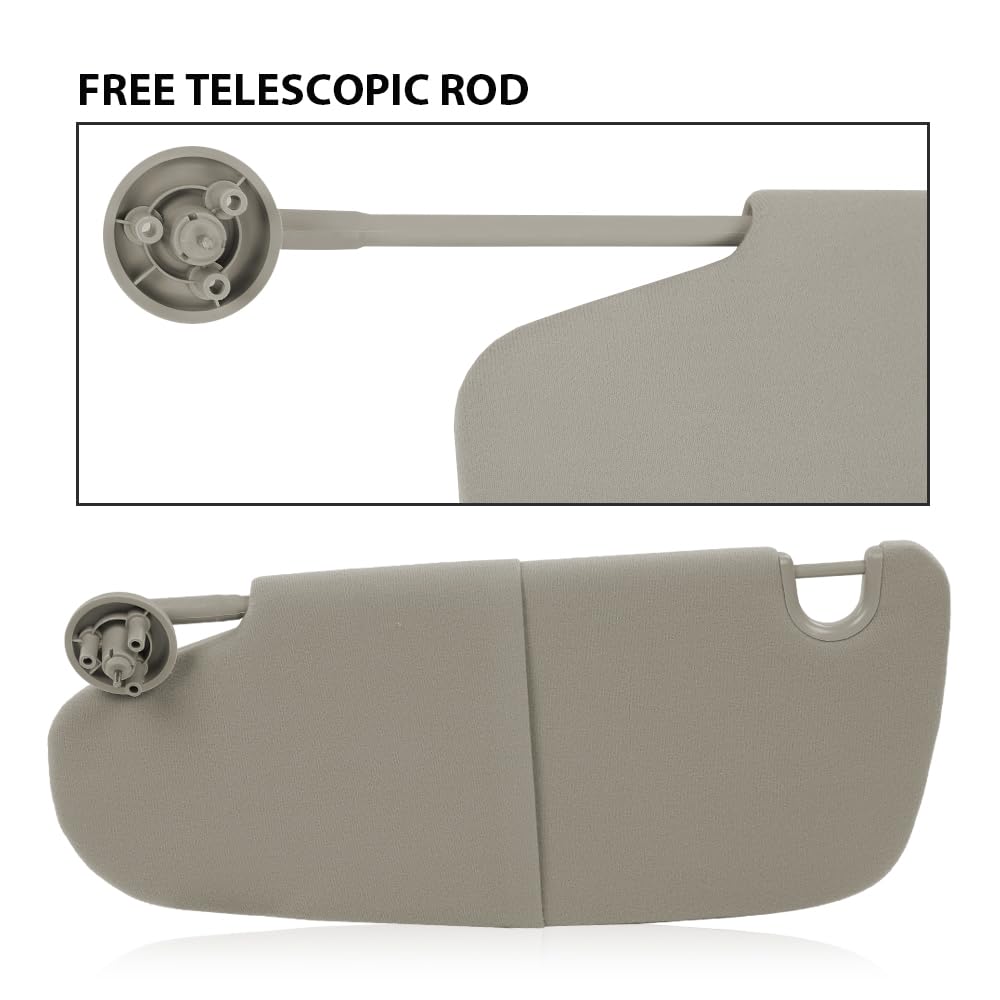 G-PLUS Beige Sun Visor LH Driver & RH Passenger Side 1 Pair Compatible with 2002-2009 Dodge Ram 1500 2500 3500 (Only the Passenger Side with a Mirror)