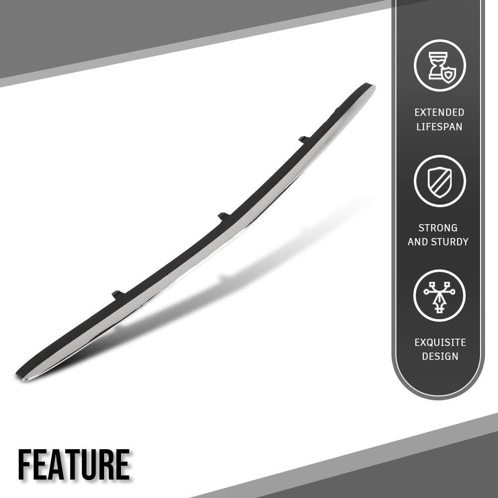 G-PLUS Front Bumper Lower Center Molding Trim Spoiler Compatible with Benz S63 AMG S550 S600 S550e 2014-2017 2228800108 Chrome Black