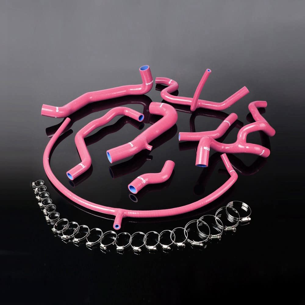G-PLUS Silicone Radiator Coolant Hose Kit Clamps Compatible With 1994-1998 VW GOLF GTI MK3 VR6 2.8 V6 8PCS Pink