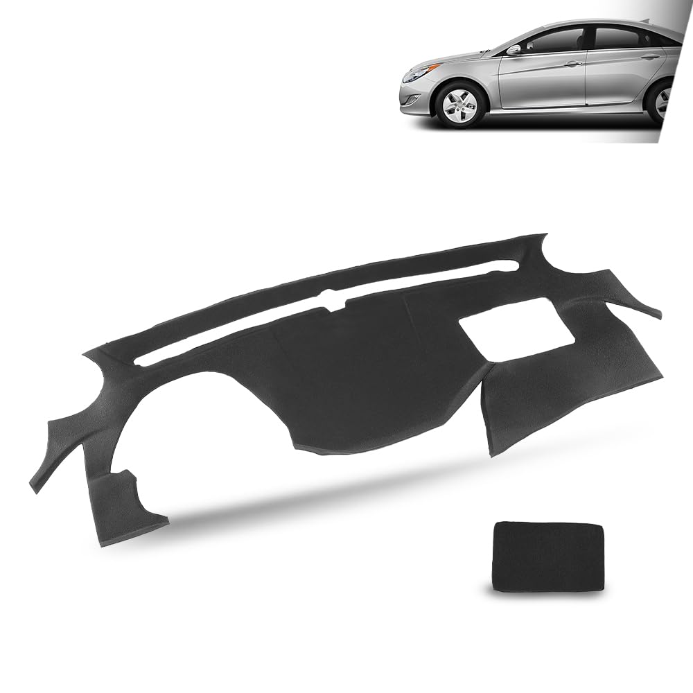 G-PLUS TPE Dashboard Dash Cover Compatible with Hyundai Sonata 2011-2014 Instrument Dash Board Cover Black