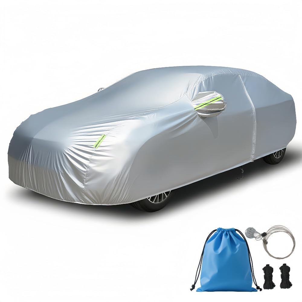 Heavy-Duty Car Cover Waterproof All Weather for Universal Sedan, Outdoor Rain Sun Snow UV Protection, Indoor Dust and Scratch Resistant 3M (179 * 69 * 59 inch)