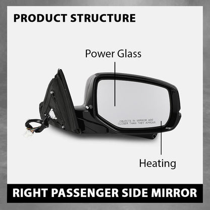 G-PLUS Power Heated Mirror w/Turn Signal Lane Assist Camera Right Passenger Side Compatible with Honda Accord Sedan 2013-2015 76200T2GA41ZC HO1321275 Glossy Black