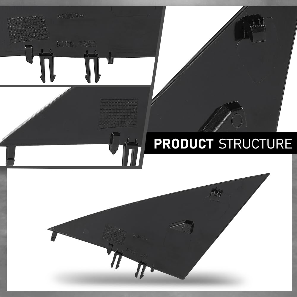 G-PLUS Front A-Pillar Triangular Cover Plate Right Compatible with Tesla Model 3 2017-2023 22873014, 1130656-00-E Gloss Black