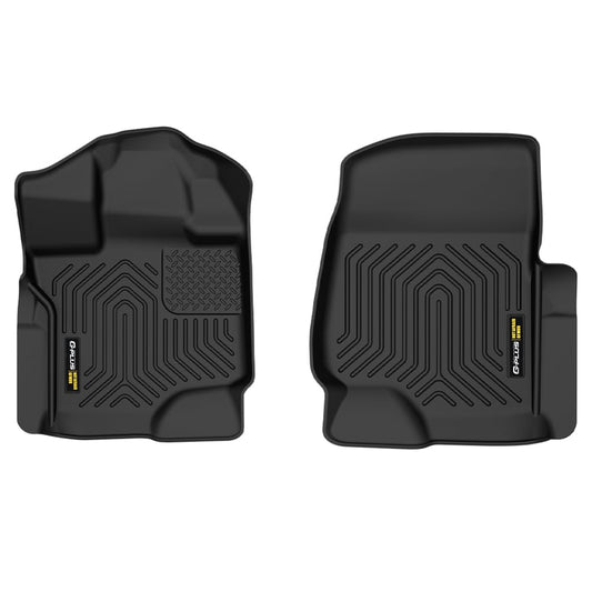 G-PLUS 2PCS Floor Mats Compatible with Ford F150 Super Crew 2015-2025(Fit 22-24 Lightning Models) Front Row Cargo Liner Black Floor Liners Accessories All Weather Full Cover Protection