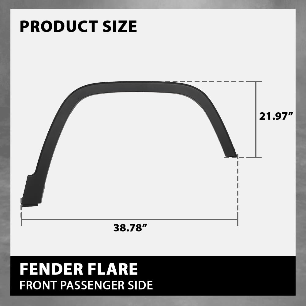 G-PLUS Front Right Passenger Side Fender Flares Compatible with Jeep Cherokee 2014-2018 Fit Models W/o Off Road Package Wheel Opening Molding Arch Trim 68210314AE, CH1291111 Black