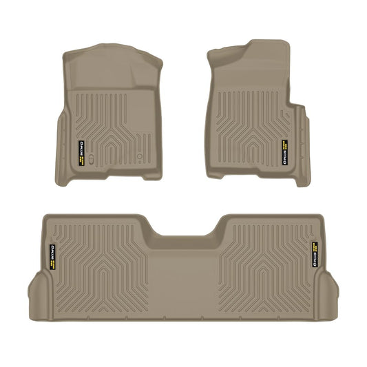 Floor Mat Fit Ford F150 SuperCrew Cab 2009 2010 2011 2012 2013 2014 All Weather Full Cover Protection TPE Car Floor Cargo Liner 1st & 2nd Row 3PCS Beige, alfombras para carro