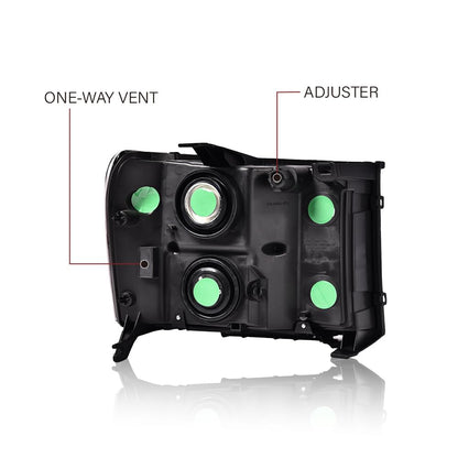 G-PLUS Tube Projector Headlights Assembly Fit GMC Sierra 1500 2500 HD 3500 HD 2007 2008 2009 2010 2011 2012 2013 2014 Headlamps Left & Right Clear Lens Chrome Housing Amber Reflector,faros delanteros