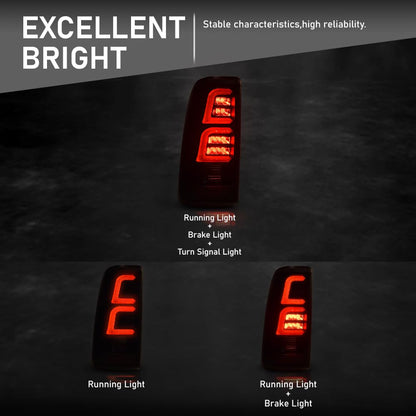 G-PLUS LED Tail Light Assembly Rear Brake Lamp Compatible with Chevy Silverado/GMC 1999 2000 2001 2002 1500 2500 3500 1500 HD 2500 HD Clear Lens GM2800186 Luces Traseras Rear Brake Lamps Assembly