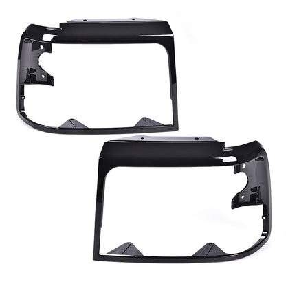 G-PLUS Headlights Trim Bezel Compatible with Ford F150 F250 F350 Truck 1992-1997/ Ford Bronco 1992-1996 Headlamps Door Bezel Left & Right 2 PCS Glossy Black
