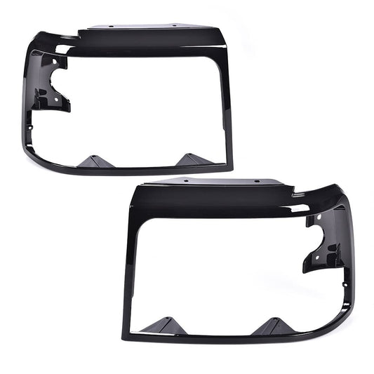 G-PLUS Headlights Trim Bezel Compatible with Ford F150 F250 F350 Truck 1992-1997/ Ford Bronco 1992-1996 Headlamps Door Bezel Left & Right 2 PCS Glossy Black