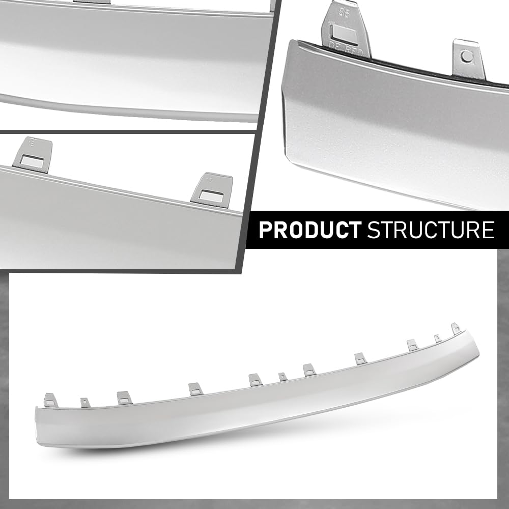 G-PLUS Front Bumper Cover Lower Spoiler Molding Trim, Compatible with Audi A8 & S8 2015-2018 W/S-Line Package, Silvery, AU40807110, 4H0807110C