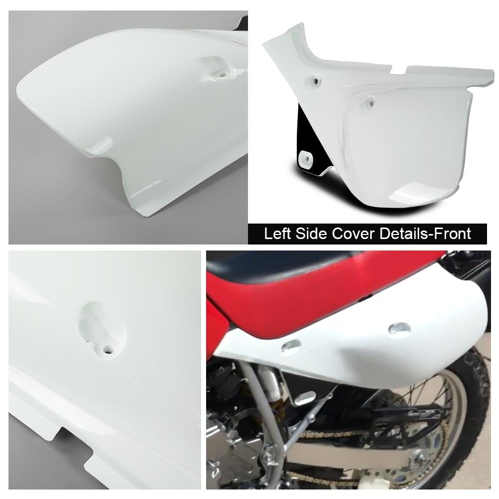 G-PLUS Left & Right Side Panels Set Fairing Cover Compatible with Honda XR650L (Shasta White) 1993-1999/Fit Honda XR650L (Ross White) 2000-2021 83620-MY6-920ZB, 83520-MY6-920ZB