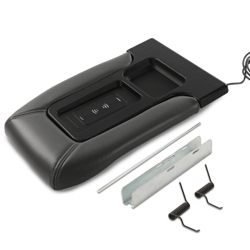 G-PLUS Center Console Lid Repair Kit Armrest Latch W/Charging Compatible with GMC Sierra Yukon/Chevy Silverado Suburban Tahoe 1999 2000 2001 2002 2003 2004 2005 2006 2007 19127364 Gray