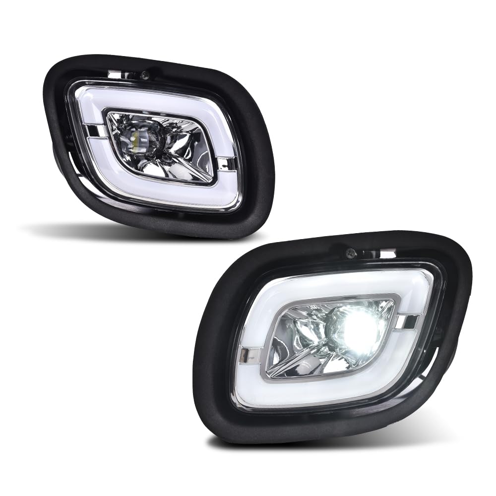 G-PLUS LED Fog Lights Compatible with Freightliner Cascadia 2008-2017 (For Models Without Daytime Running Lights) LH & RH LED Fog Lamps White Light Clear Lens Chrome Housing