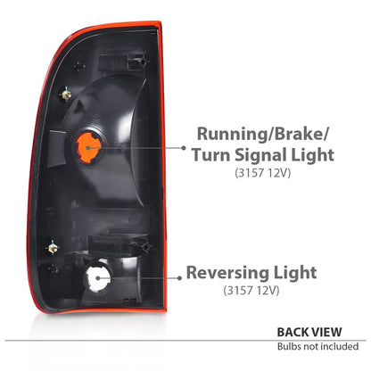 G-PLUS Red Tail Light w/o Bulbs & Wire Harness Passenger Side Compatible with Ford F150 Stepside 1997-2004/Fit F250 F350 F450 F550 Super Duty 1999-2007 F85Z13404CA, FO2801117 FO2800117 Red