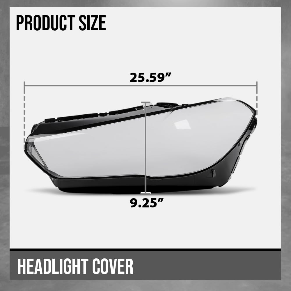 G-PLUS Headlight Lens Cover Compatible with BMW X5 X6 G05 G06 2018-2022 Left & Right Pair Front Headlamp Lens Cover Clear