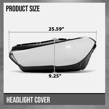 G-PLUS Headlight Lens Cover Compatible with BMW X5 X6 G05 G06 2018-2022 Left & Right Pair Front Headlamp Lens Cover Clear