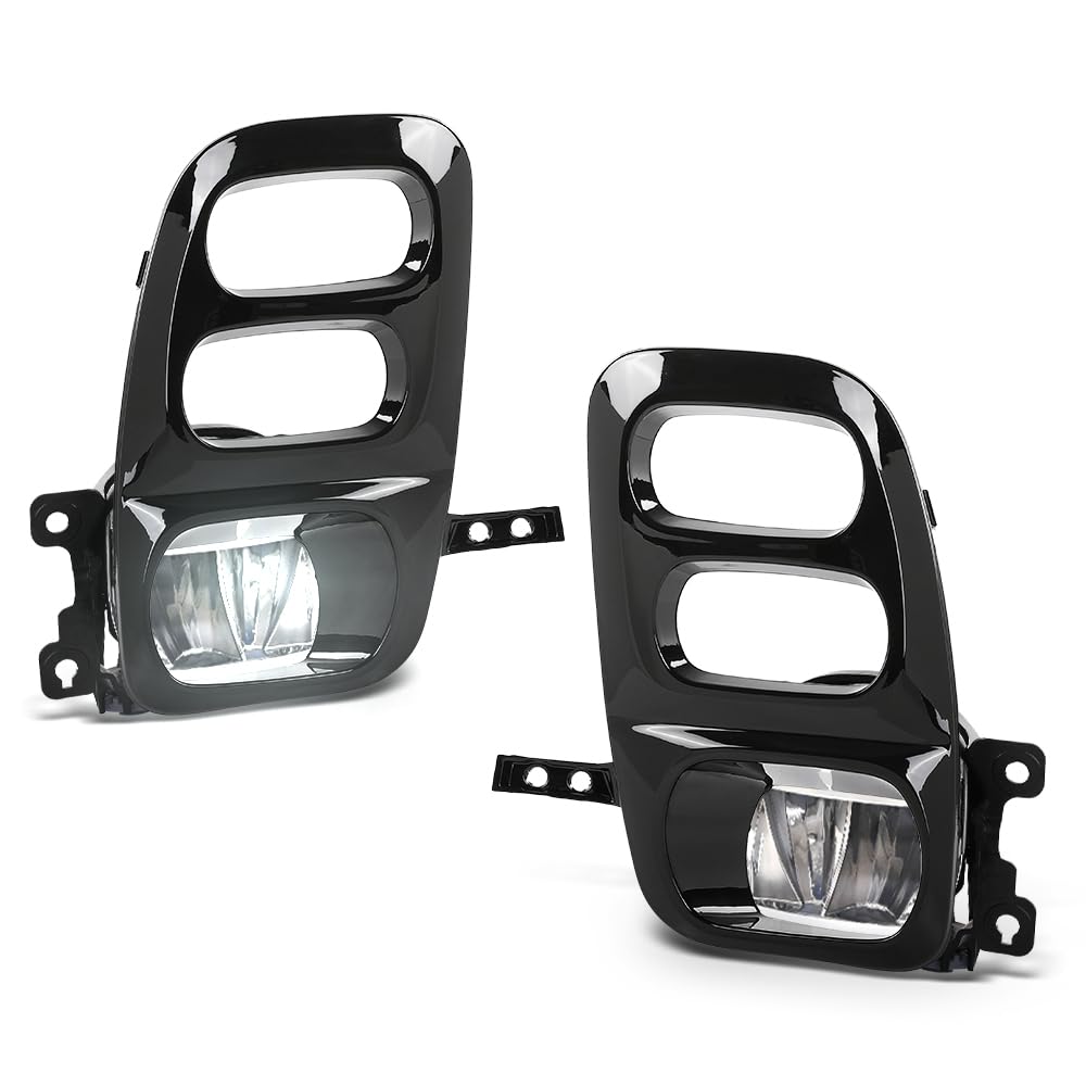 G-PLUS LED Front Bumper Driving Fog Lights w/Bezels+Harness Compatible with Honda Odyssey 2021 2022 2023 33950TEYY01, 33900TEYY01, HO2592144, HO2593144, 19-6225-00, 19-6226-00 Black