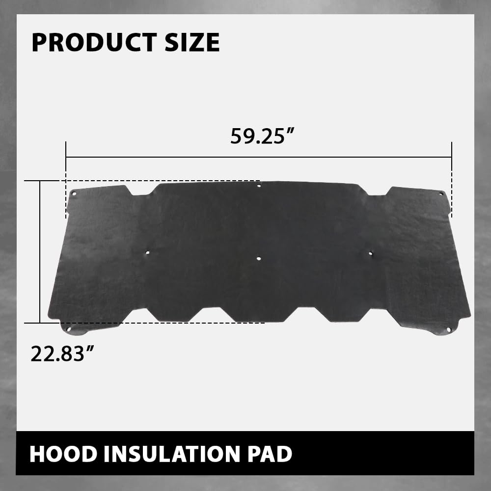 G-PLUS Black Hood Insulation Pad 1/2" with Clips Compatible with GMC Pick-Up Trucks 2007 2008 2009 2010 2011 2012 2013, Not Fit Chevy Trucks