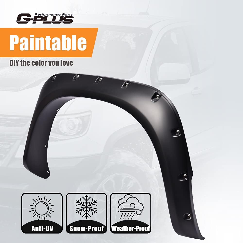 G-PLUS Fender Flares Compatible with Dodge Ram 1500 2002-2008/ Ram 2500 3500 2003-2009, Not Fit 2006-2009 8 ft Long Bed & Dually Models Wheel Flares (Smooth Pocket Riveted Style 4 PCS)