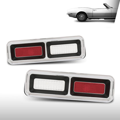 G-PLUS Tail Light Set, Bezels, Lens, Right & Left Compatible with Chevy Camaro 1968 Red
