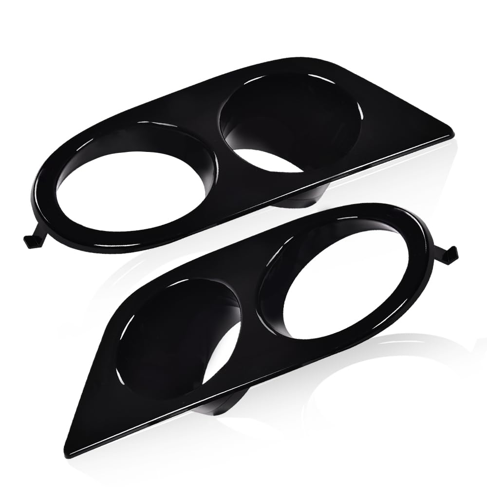 G-PLUS Front Bumper Fog Light Frames Compatible With BMW 3 Series E46, Bumper Fog Lamp Cover Pair LH & RH (Bright Black) Fog Lamp Accessories