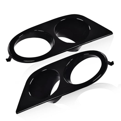 G-PLUS Front Bumper Fog Light Frames Compatible With BMW 3 Series E46, Bumper Fog Lamp Cover Pair LH & RH (Bright Black) Fog Lamp Accessories