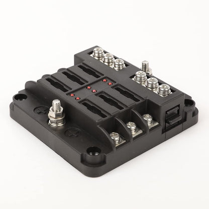 G-PLUS 6 Way Fuse Block Blade Fuse Box with LED Indicator for 12V 24V Car Marine 6 Circuit Fuse Holder Fuse Block 12V/24V 6 Way Car Auto Blade Fuse Board Box