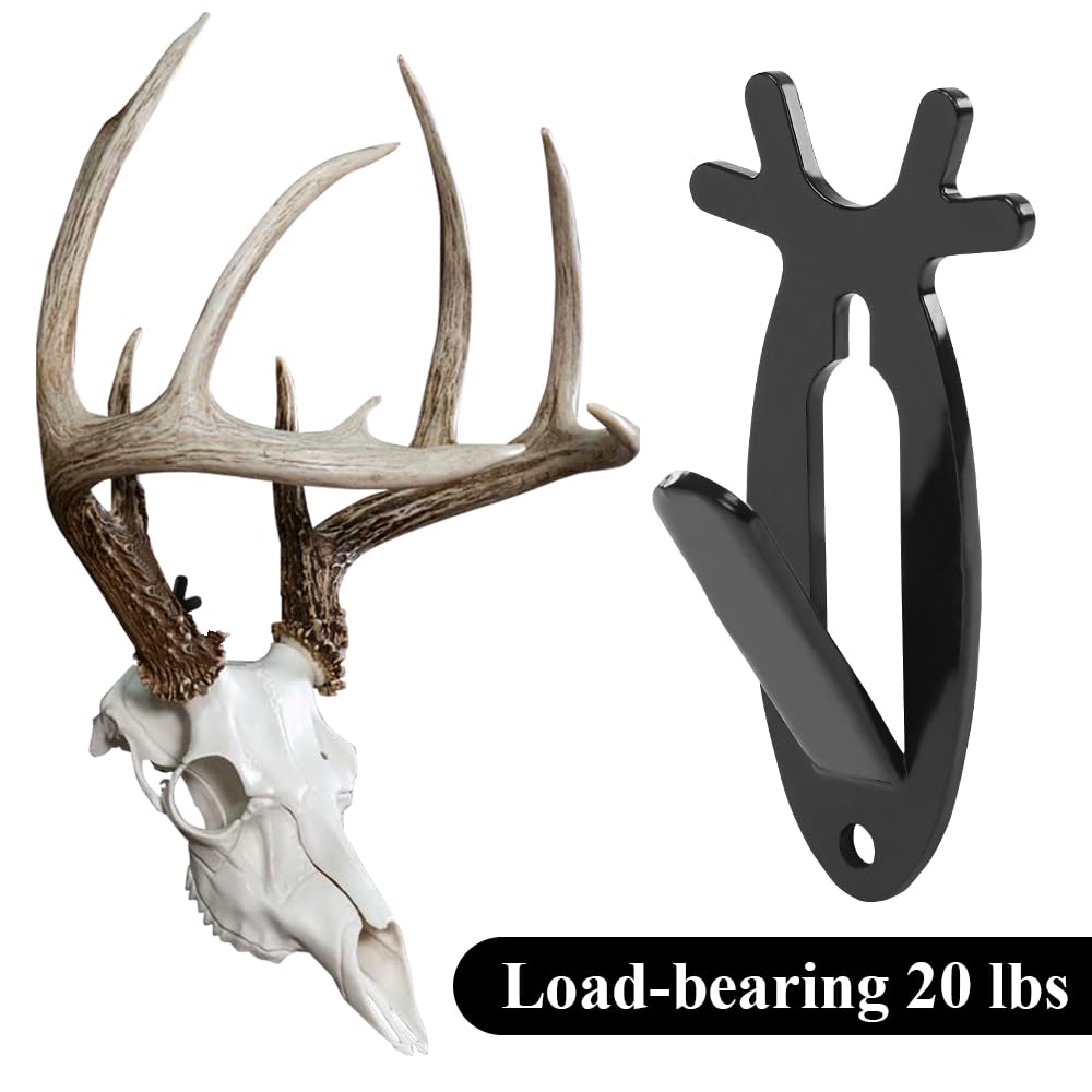 G-PLUS Black 1PC Wall Hanger Hook European Antler Style Wall Mount Bracket for Hanging Mounting Elk Deer Antelope Living Room Bedroom Home Decor