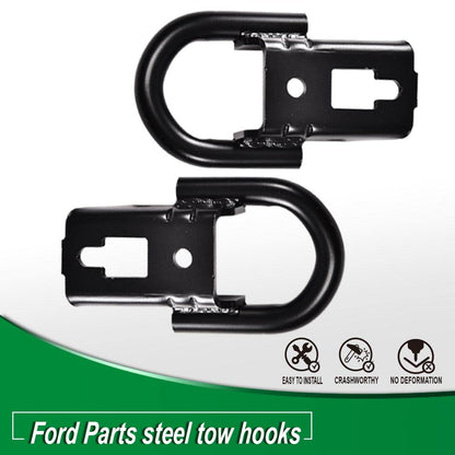 G-PLUS Tow Hook Parts Set Compatible with 2009-2021 F150 with Hardware Front Kit Pair (Black)