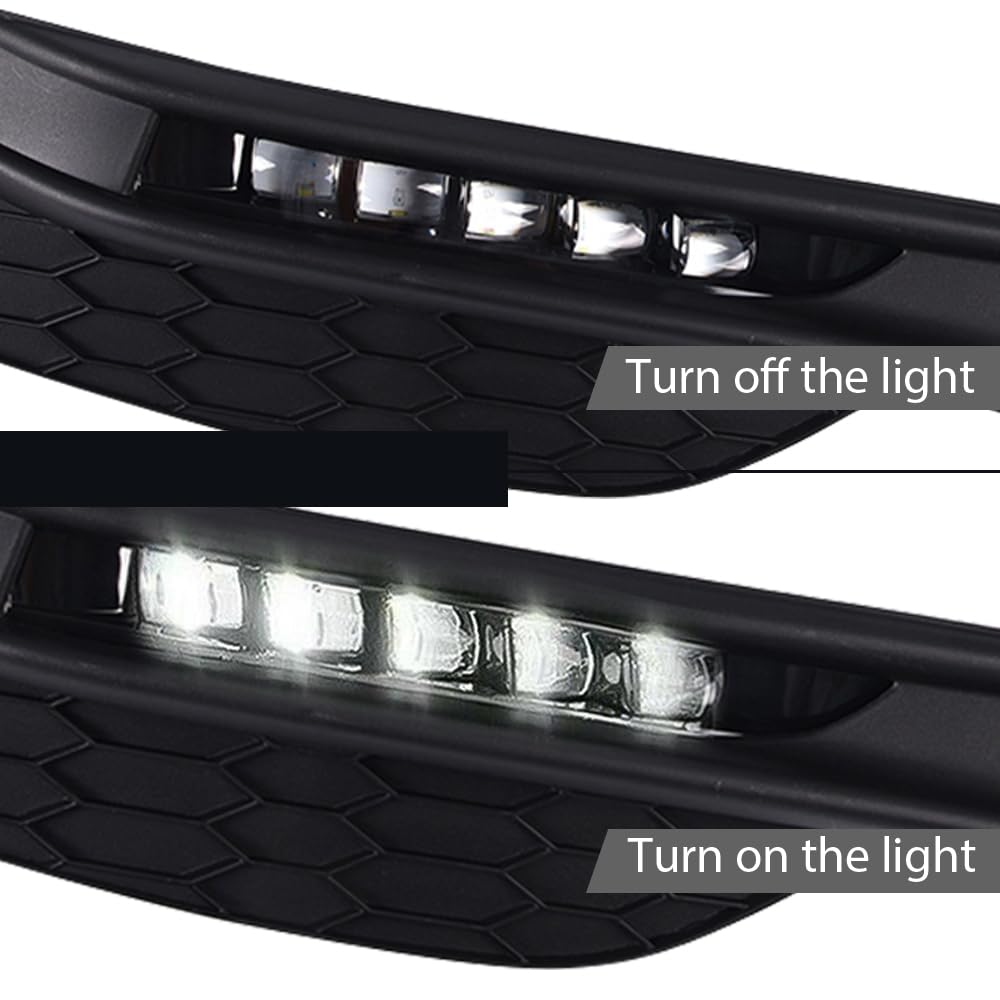 G-PLUS Front Bumper Fog Lights Lamps with Bezels Switch and Wiring Kit Compatible with Honda Accord 4-Door Sedan 2016 2017 Clear Lens