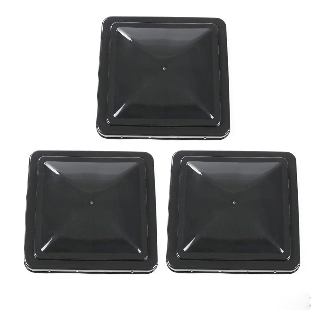 G-PLUS 3PCS Black Roof Vent Cover 14" x 14" Compatible with Universal RV, Trailer, Camper, Motorhome Trailer Ventline,Vent Lid Replacement