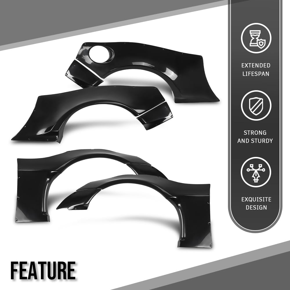 G-PLUS Wide Body 8pc Fender Flares Cover Compatible with Scion FR-S 2013-2016 Fit Toyota 86 2017-2020 Fit Subaru BRZ 2013-2020 Black