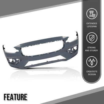 G-PLUS Front Bumper Cover Fascia Compatible with Volvo S60 V60 2019-2021 Fit Models without Headlight Washer and Parallel Park Assist 397964230, 36011940