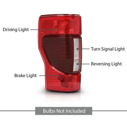 G-PLUS Rear Left Tail Light Assembly Fit Ford F250 F350 F450 Super Duty 2020 2021 2022, Fit Factory Halogen w/Blind Spot Monitor Model, Left Driver Side Rear Lamp, Red Lens, FO2800279