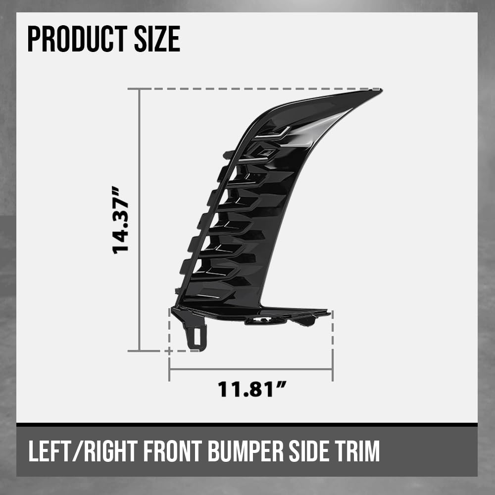 G-PLUS Front Bumper Side Trim Molding w/o Sensor Hole Pair Compatible with Toyota Camry SE 2025 TO1039285, 52712AQ020 Glossy Black