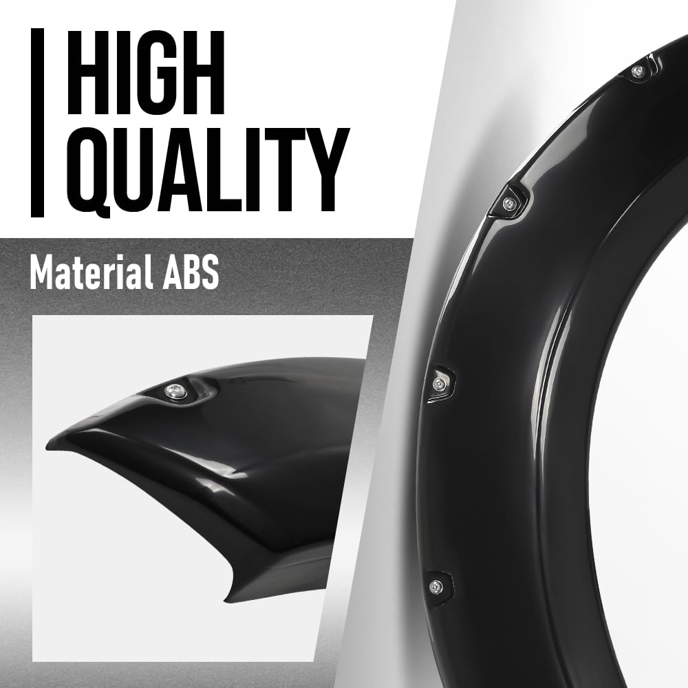 G-PLUS 4PCS Fender Flares Compatible with Ford F250 F350 Super Duty 2017 2018 2019 2020, Not Fit Dually Models, Smooth Pocket Riveted Black