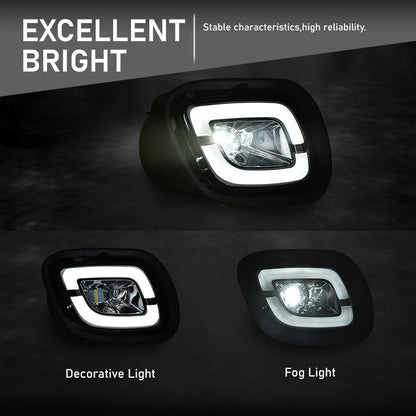 G-PLUS LED Fog Lights Compatible with Freightliner Cascadia 2008-2017 (For Models Without Daytime Running Lights) LH & RH LED Fog Lamps White Light Clear Lens Chrome Housing