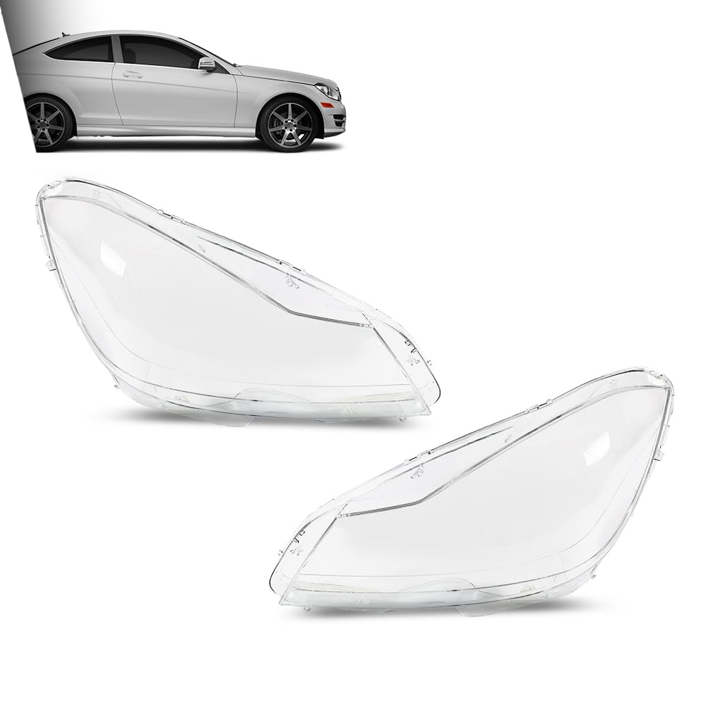 G-PLUS Headlight Lens Cover Compatible with Benz C-Class W204 2011-2015 A2048203539, A2048203639 Left & Right Front Headlamp Lens Cover Clear