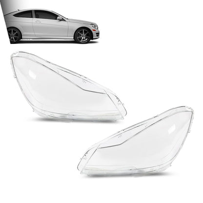 G-PLUS Headlight Lens Cover Compatible with Benz C-Class W204 2011-2015 A2048203539, A2048203639 Left & Right Front Headlamp Lens Cover Clear